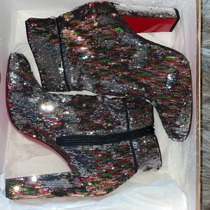 Christian Louboutin Multi color/ Silver Booties